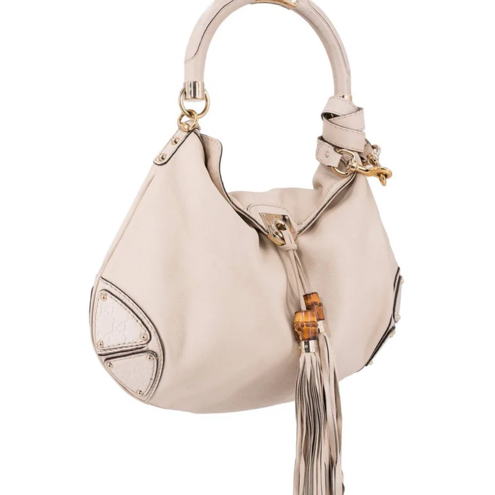Gucci Supreme Monogram Leather Indy Hobo Bag Ivory